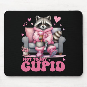 Retro Valentine Not Today Cupid Racoon Mouse Pad