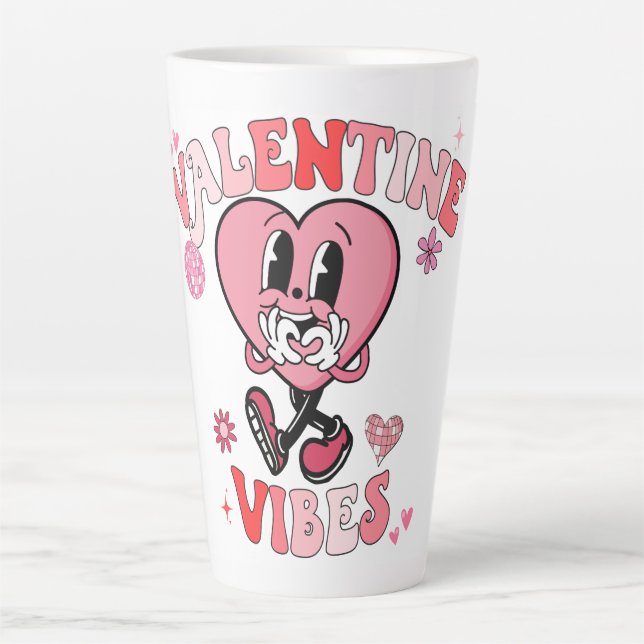 Retro Valentine Vibes Latte Mug (Front)