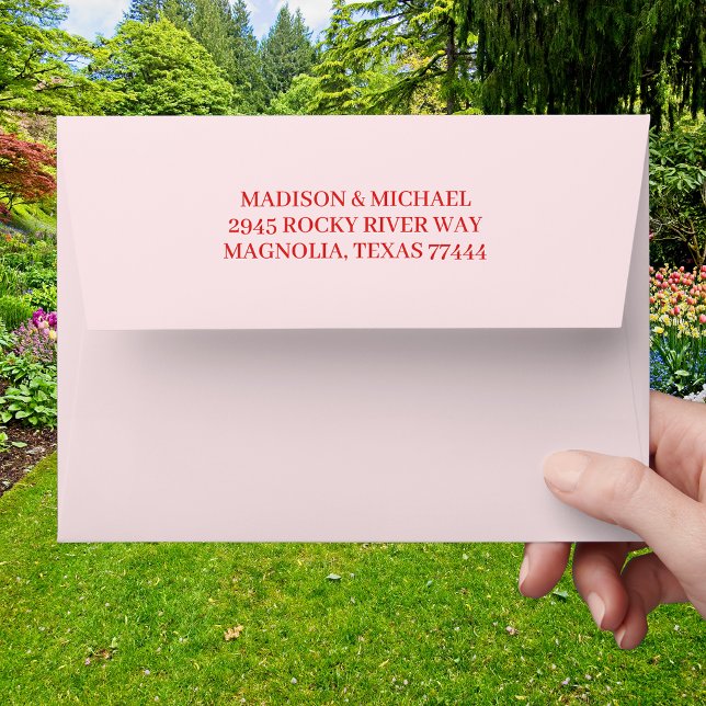 Retro Valentine Wedding Photo Red Pink Envelope (Creator Uploaded)