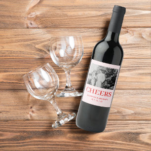 Retro Valentine Wedding Photo Red Pink Wine Label