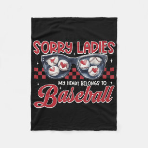 Retro Valentines Baseball Boy My Heart Belongs To Fleece Blanket