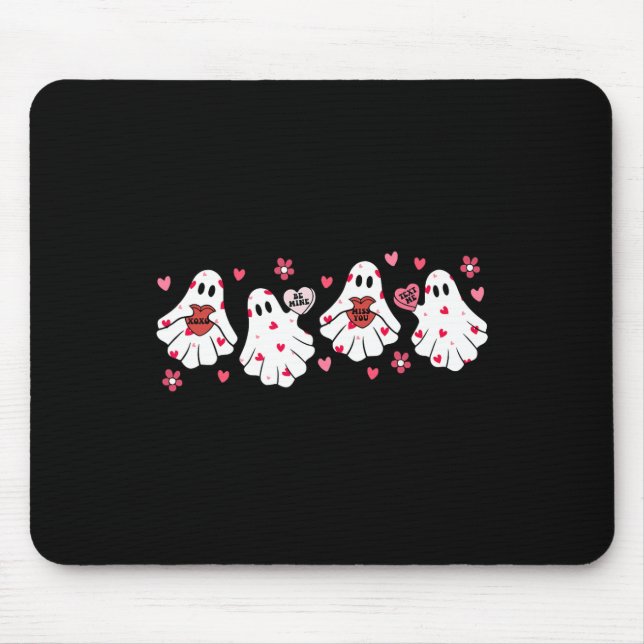 Retro Valentines Day Cute Ghost Boo Spooky Womens  Mouse Pad (Front)