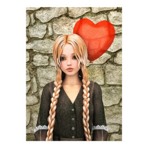 Retro Valentine's Day - Cute Heart Balloon Love Photo Print