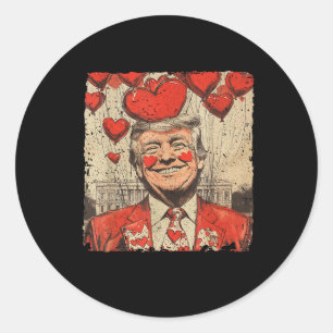 Retro Valentines Day Funny Humorous Trump Is My Va Classic Round Sticker
