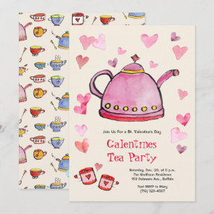 Retro Valentine's Day Galentines Tea Party Lunch Invitation
