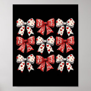 Retro Valentines Day Heart Coquette Bow Women Kids Poster