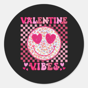 Retro Valentine's Day Heart Valentine Vibes Boys G Classic Round Sticker