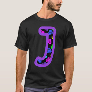 Retro Valentines Day Hearts Initial J Letter Name T-Shirt