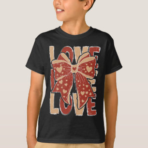 Retro Valentine's Day Love Heart Coquette Bow Wome T-Shirt
