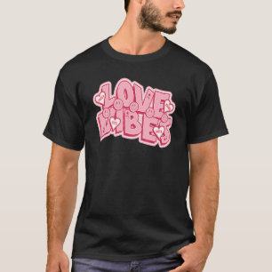 Retro Valentine's Day Love Vibes Happy Face Pink H T-Shirt