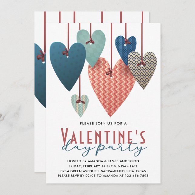 Retro Valentine's Day Party Invitation (Front/Back)