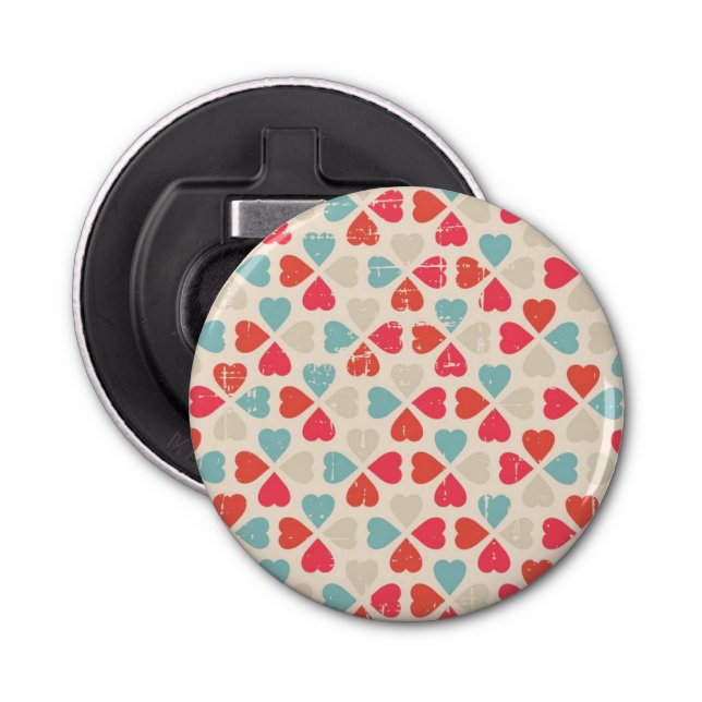 Retro Valentine's Day Pattern Bottle Opener (Front)