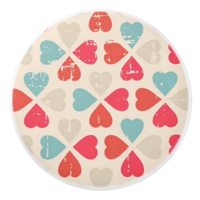Retro Valentine's Day Pattern Ceramic Knob (Front)