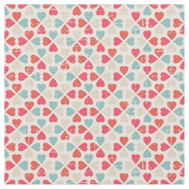 Retro Valentine's Day Pattern Fabric (Close Up)