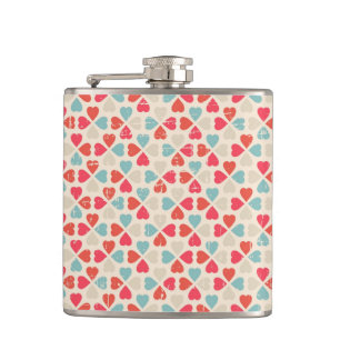 Retro Valentine's Day Pattern Hip Flask