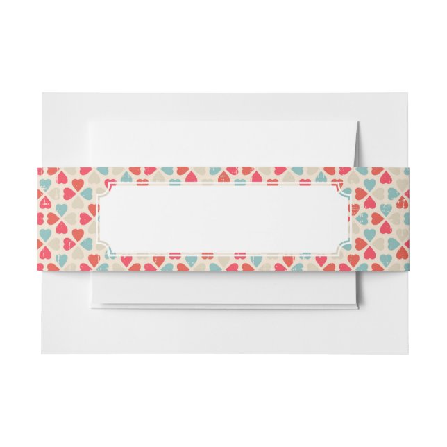 Retro Valentine's Day Pattern Invitation Belly Band (Front Example)
