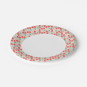 Retro Valentine's Day Pattern Paper Plate