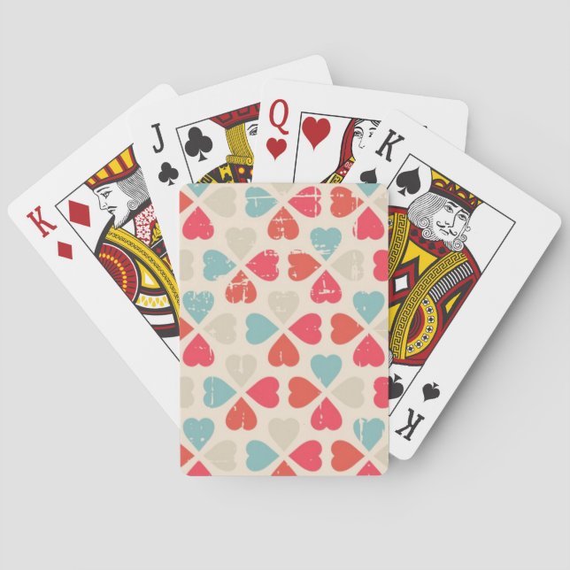 Retro Valentine's Day Pattern Playing Cards (Back)