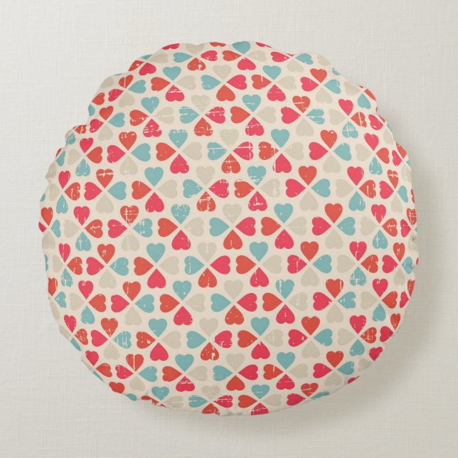 Retro Valentine's Day Pattern Round Cushion (Front)