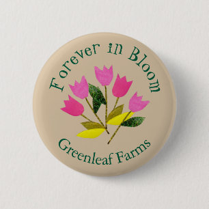 Retro Valentine's Day Tulips Business Florist 6 Cm Round Badge