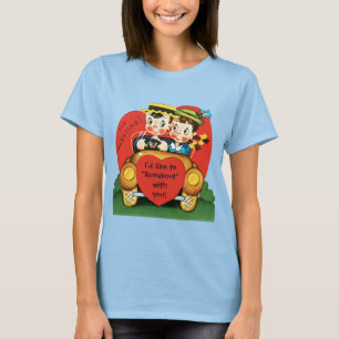Retro Valentine's Day, Vintage Boy and Girl in Car T-Shirt