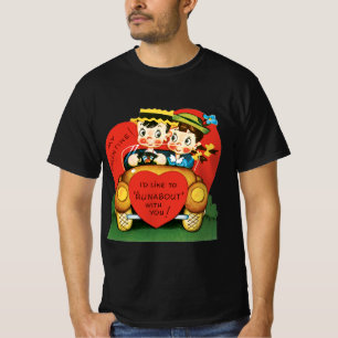 Retro Valentine's Day, Vintage Boy and Girl in Car T-Shirt