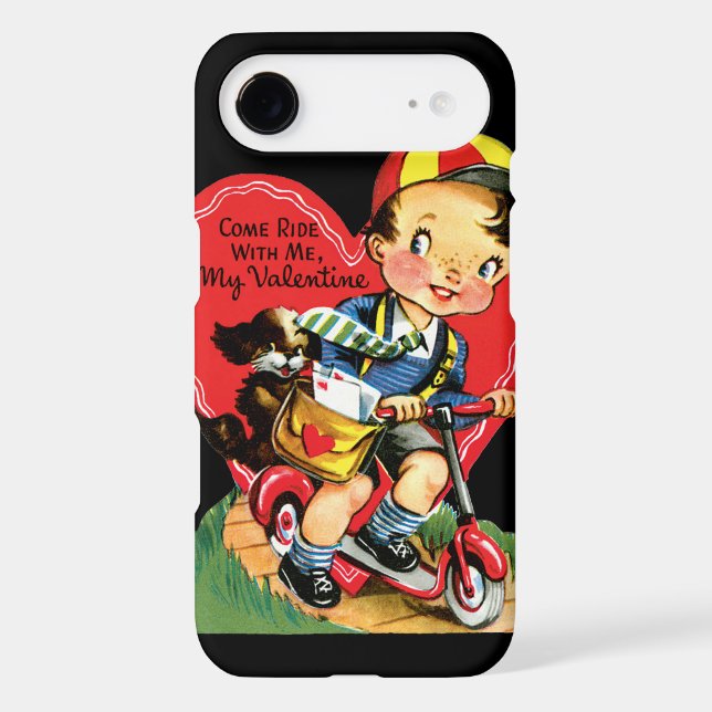 Retro Valentine's Day, Vintage Boy on a Scooter (Back)