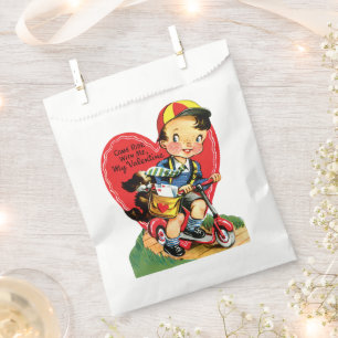 Retro Valentine's Day, Vintage Boy on a Scooter Favour Bags
