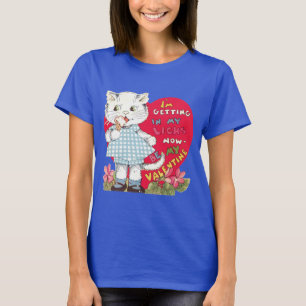 Retro Valentine's Day Vintage Cat Eating Ice Cream T-Shirt