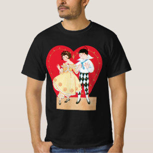 Retro Valentine's Day, Vintage Harlequin and Heart T-Shirt