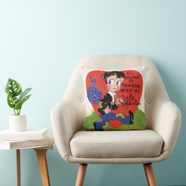 Retro Valentine's Day, Vintage Hobo Boy Heart Cushion (Chair)