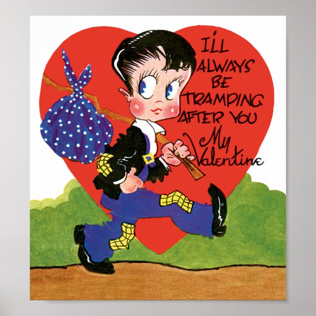 Retro Valentine's Day, Vintage Hobo Boy Heart Poster (Front)
