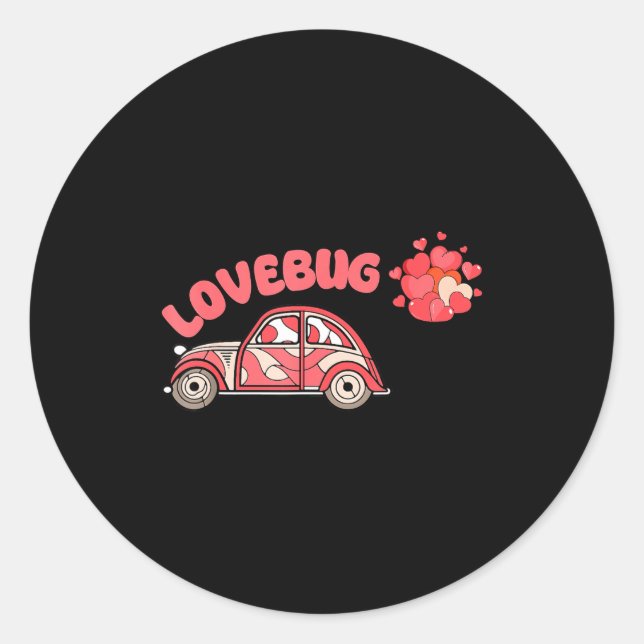 Retro Valentines Lovebug Heart Groovy Valentines M Classic Round Sticker (Front)
