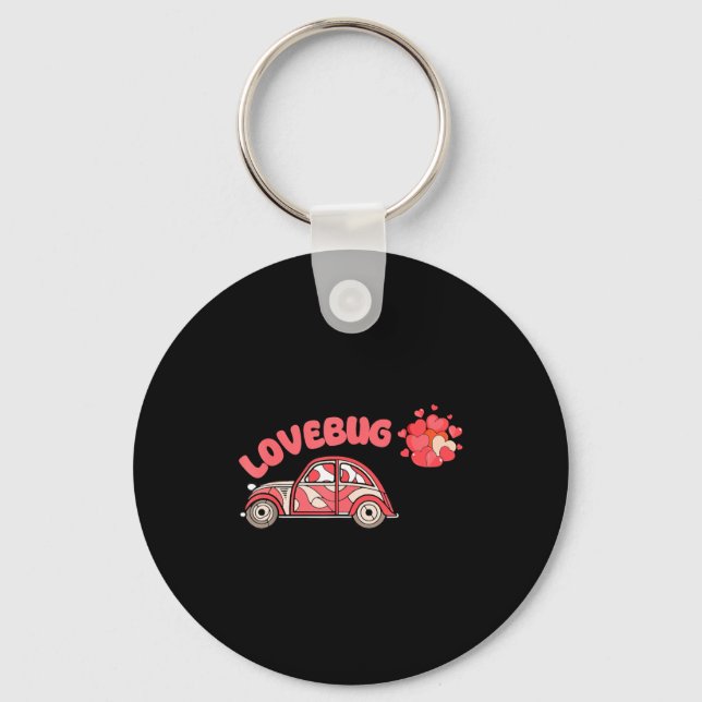 Retro Valentines Lovebug Heart Groovy Valentines M Key Ring (Front)