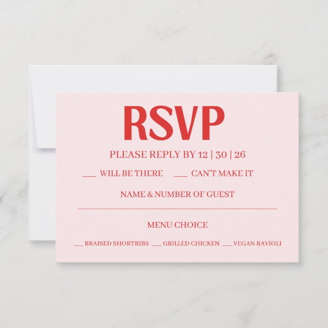 Retro Valentine's RSVP Wedding Reply Card (Front)