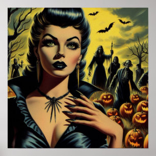 Retro Vampire Girl Poster