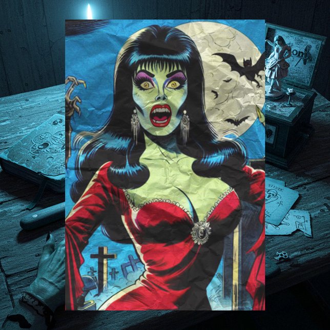 Retro Vampire Woman Comics Tissue Paper (Creator Uploaded)