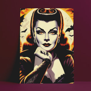 Retro Vampire Woman Postcard