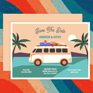 Retro van wedding save the date