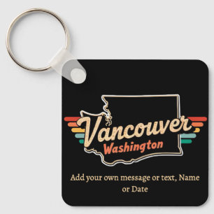 Retro Vancouver Washington State Key Ring