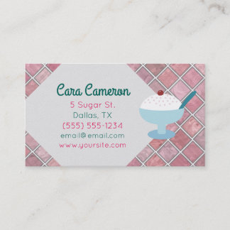 Retro Vanilla Ice Cream Custom Business Cards