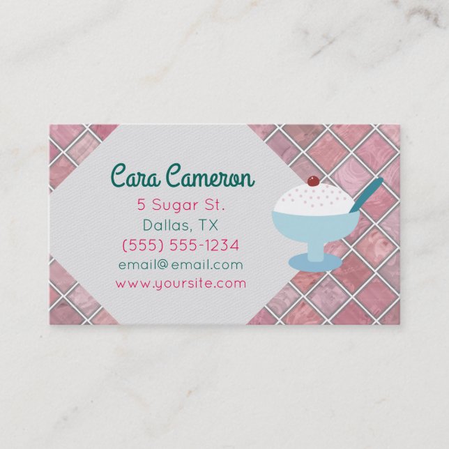 Retro Vanilla Ice Cream Custom Business Cards (Front)