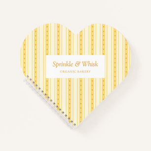 Retro Vanilla Yellow Heart Stripes Bakery Notebook
