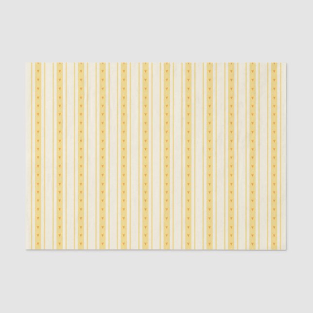 Retro Vanilla Yellow Heart Stripes Bakery Tissue Paper (Front)
