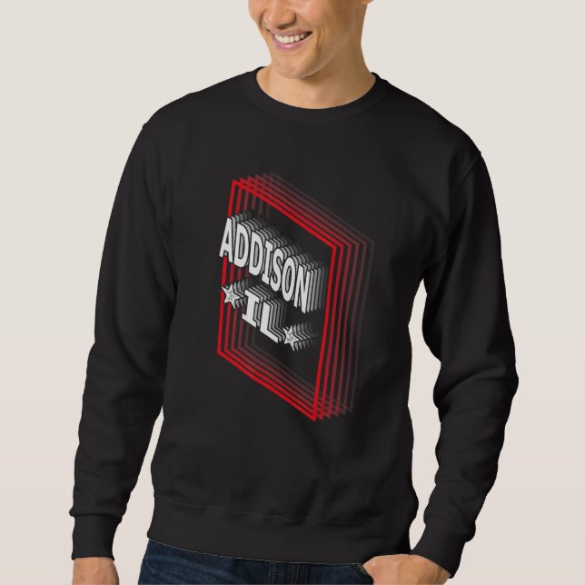 Retro Vaporwave Addison Illinois IL Sweatshirt (Front)