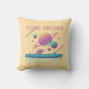 Retro Vaporwave Planets Synthwave Cushion