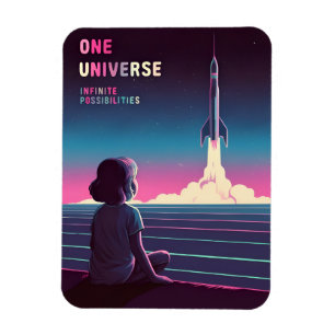 Retro Vaporwave Science Learning Space Exploration Magnet
