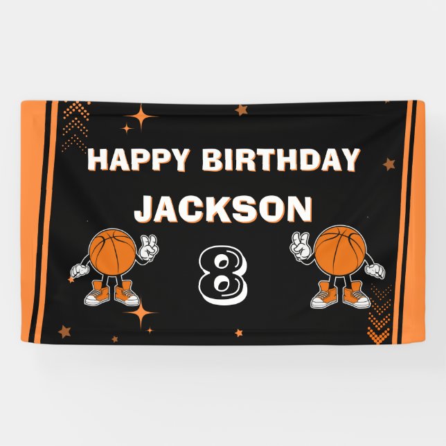 Retro Varsity Basketball Birthday Welcome Banner (Horizontal)
