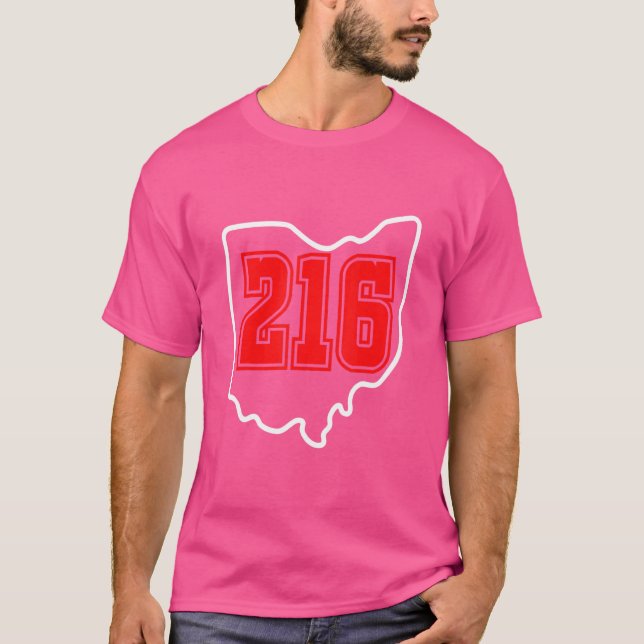 Retro Varsity Font Cleveland 216 Area Code Ohio Ou T-Shirt (Front)