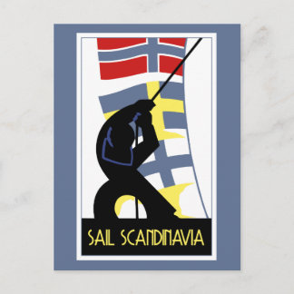 Retro vector art deco style Sail Scandinavia Postcard